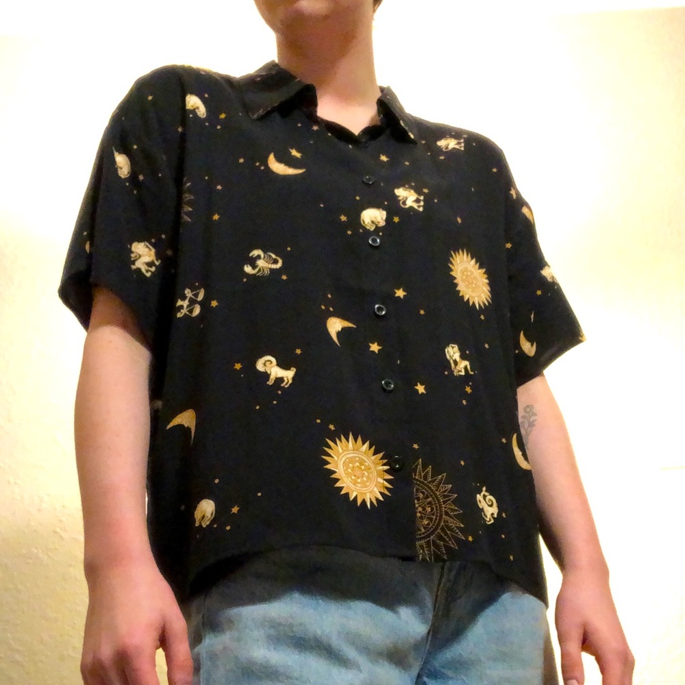 astrology button up shirt